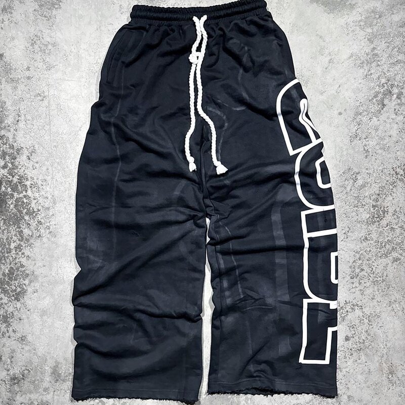 Men's Flare Sweatpants - 460Gsm Acid Washed Distressed Hip Hop Pants