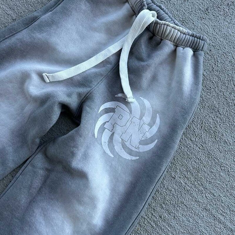 Unisex Flared Sweatpants - Custom Logo French Terry Acid Wash Casual Pants