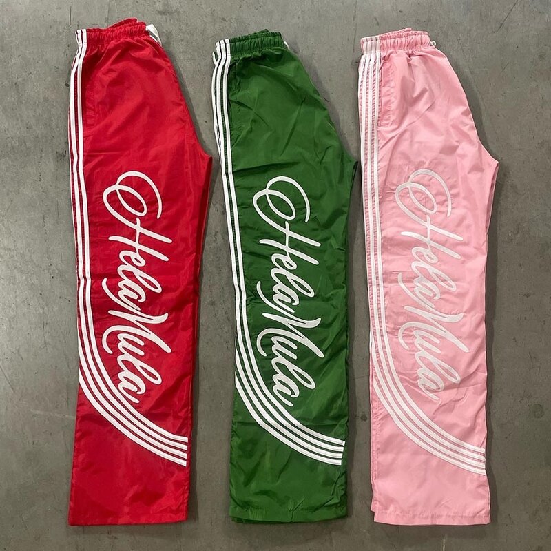 Men's Windbreaker Pants - Custom Loose Fit Vintage Nylon Stripe Pants