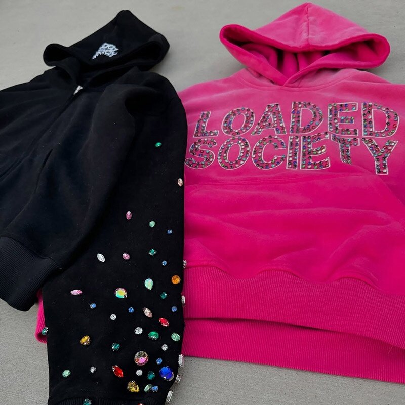 Unisex Fleece Hoodies - Winter Custom Letter Rhinestone Heavyweight Tops