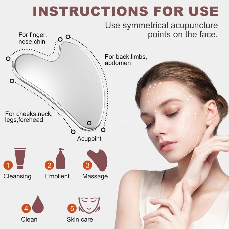 Gua Sha Scraper Tool - Wholesale Gold Heart Shape Stainless Steel Facial Tool