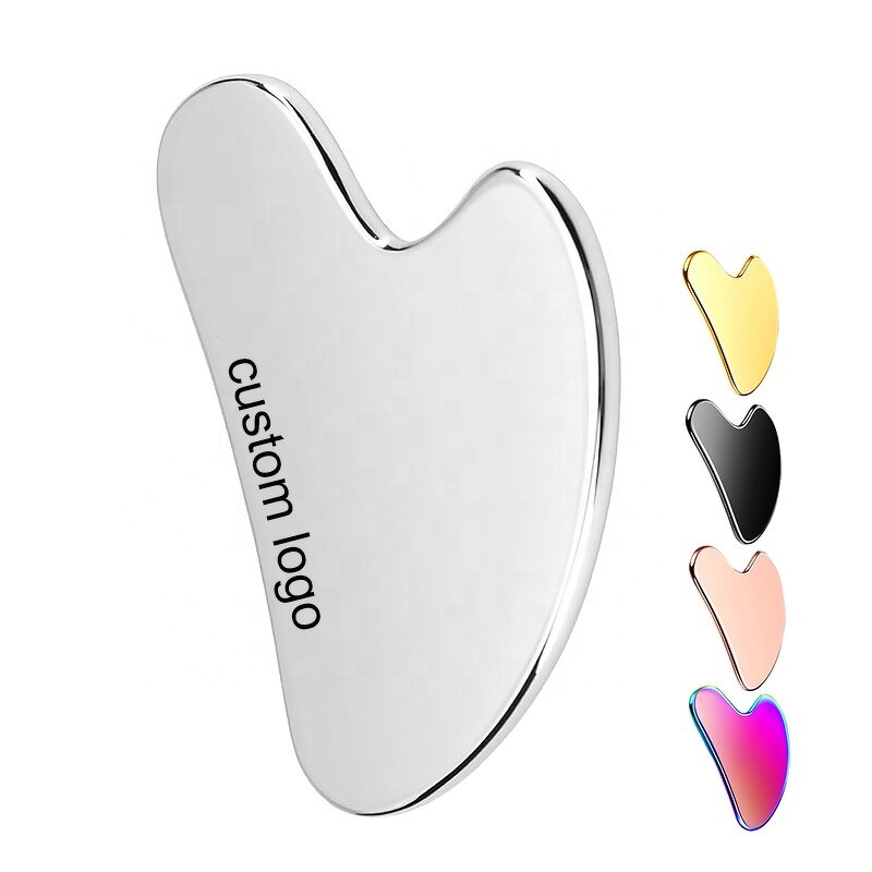 Gua Sha Facial Tool - Custom Logo 304 Stainless Steel Pink Gold Massage Tool