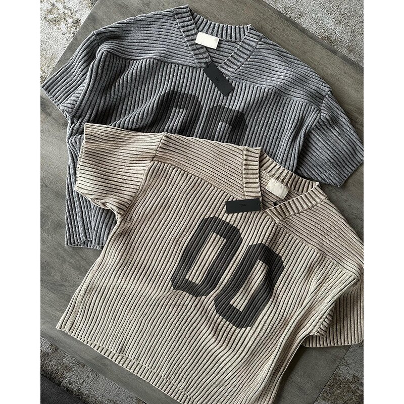 Men's Boxy T-Shirt - Custom Knitted Cotton Vintage Retro Sports Jersey