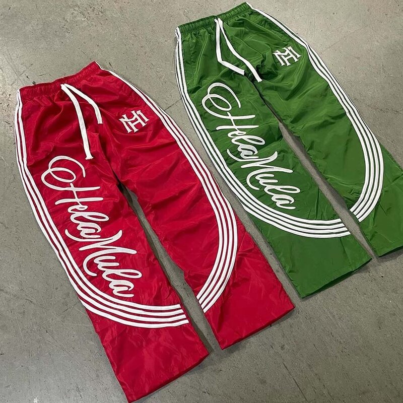 Men's Windbreaker Pants - Custom Loose Fit Vintage Nylon Stripe Pants