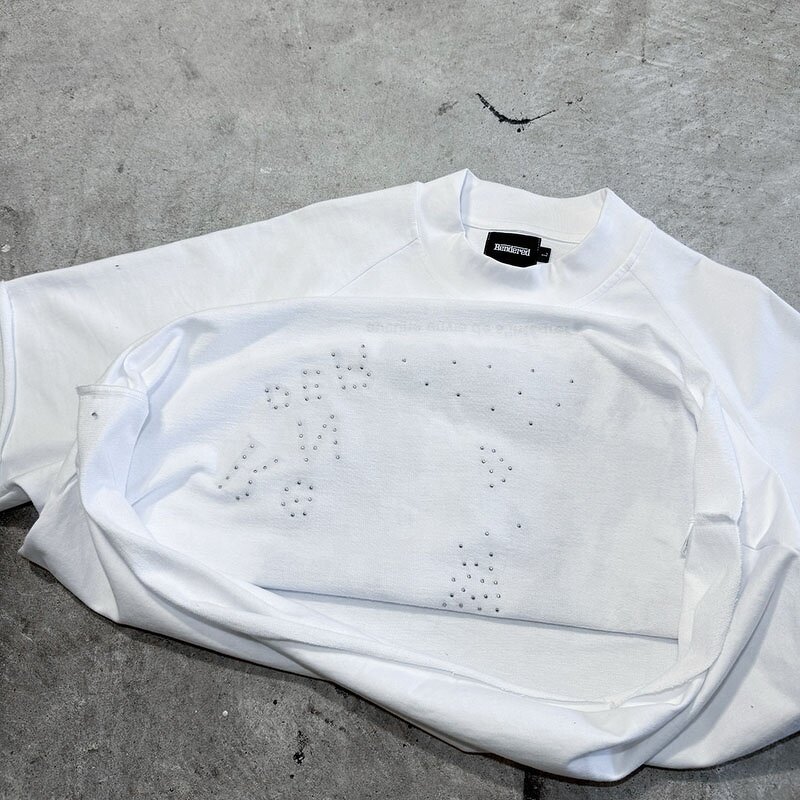 Men's Cropped T-Shirt - Custom Silk Screen Print Y2K White Cotton Tee