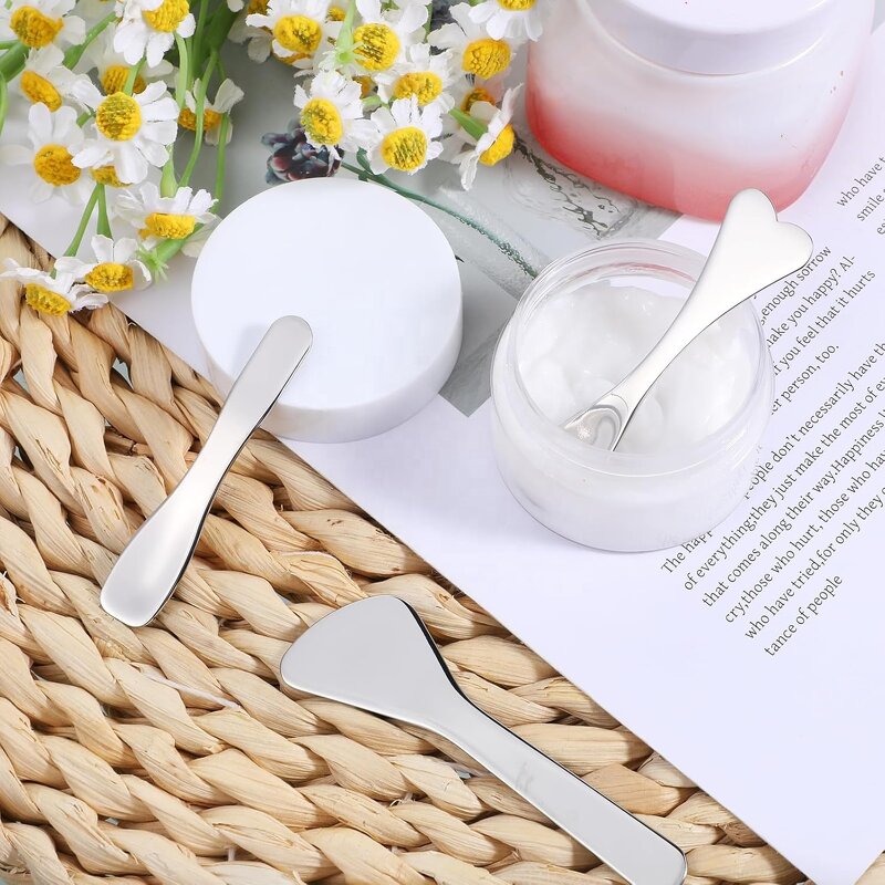Cosmetic Spatula - High Quality Custom Logo Silver Metal Makeup Spoon