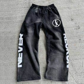 Men's Flared Sweatpants - 500Gsm Stonewashed Pearl Sun Faded OEM Pants