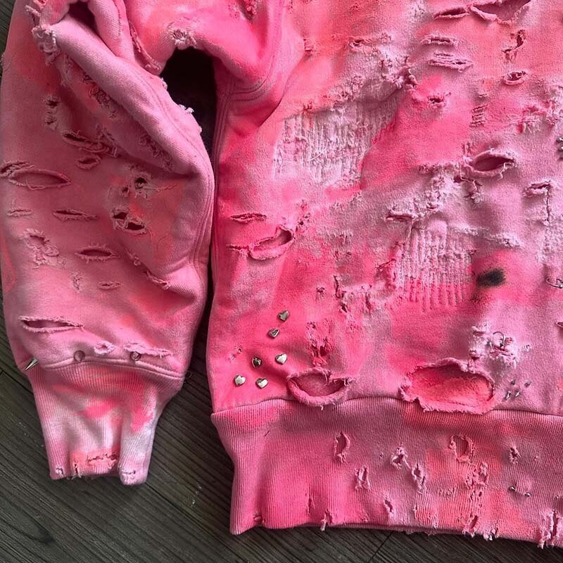 Men's Zipper Hoodie - Winter Acid Wash Rhinestone Letter Pattern Sweatshirt