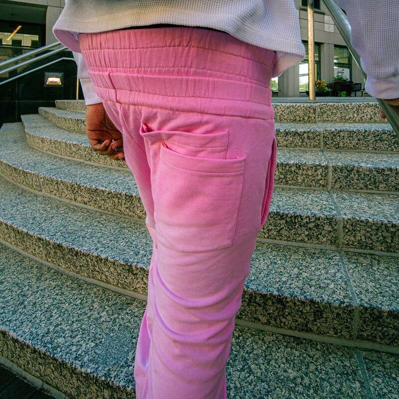 Men's Sweatpants - Custom Sun Fade Double Waist Drawstring Wide Leg Pants