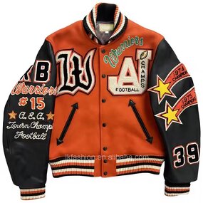Men's Varsity Jacket - OEM Chenille Patch Leather Sleeve Letterman Coat