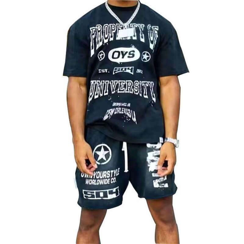 Men's Summer Set - 2025 Custom Slim Fit Printed T Shirt Shorts Outfit