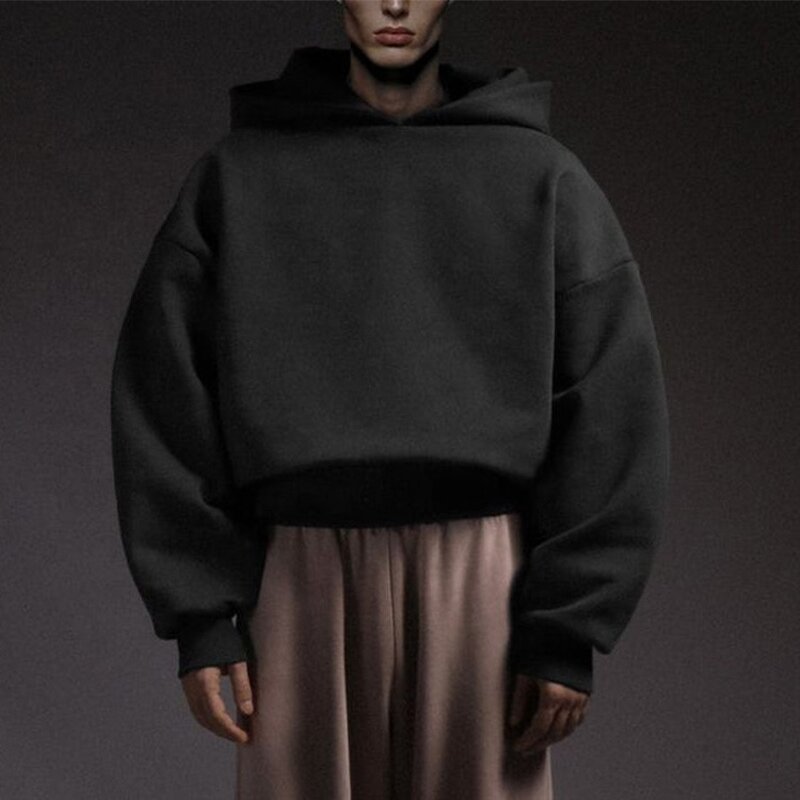 Men's Cropped Hoodie - 500Gsm Custom Puff Print Plus Size Cotton Top