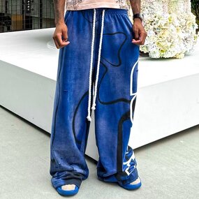 Men's Flare Sweatpants - 460Gsm Acid Washed Distressed Hip Hop Pants