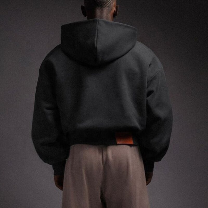 Men's Cropped Hoodie - 500Gsm Custom Puff Print Plus Size Cotton Top