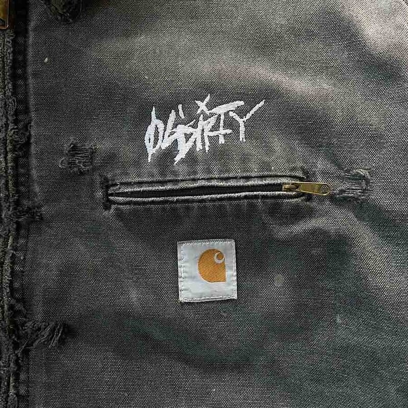 Unisex Zip Up Hoodie - Winter Acid Wash Oversize Distressed Black Sweatshirt