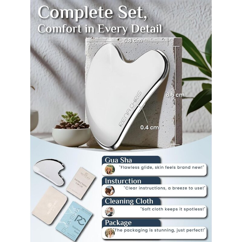 Gua Sha Facial Tool - Custom Logo 304 Stainless Steel Pink Gold Massage Tool