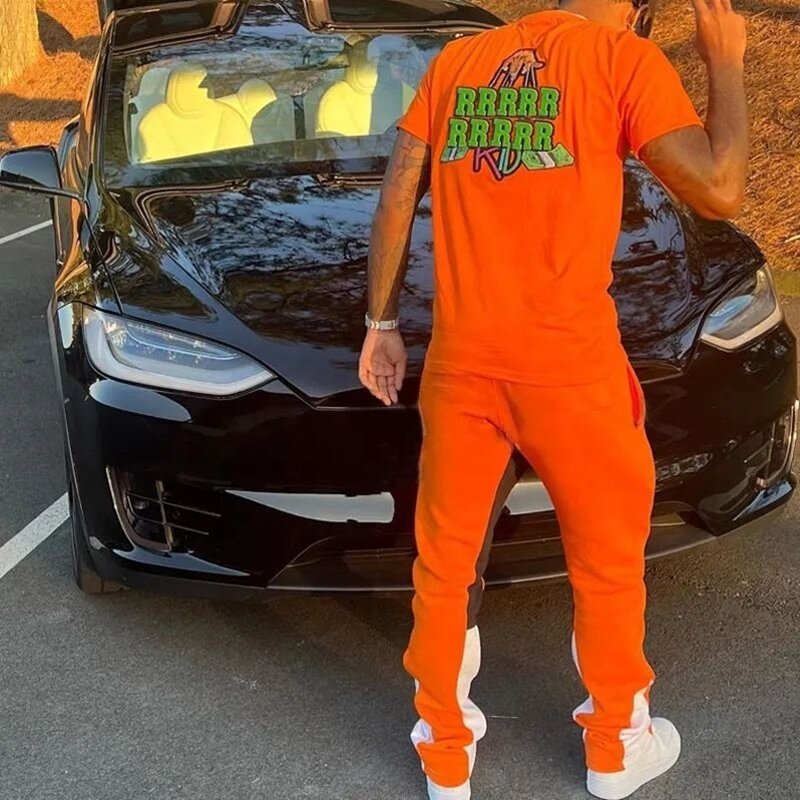 Men's Tracksuits Set - Customizable 2 Piece Print Cotton Streetwear Shorts