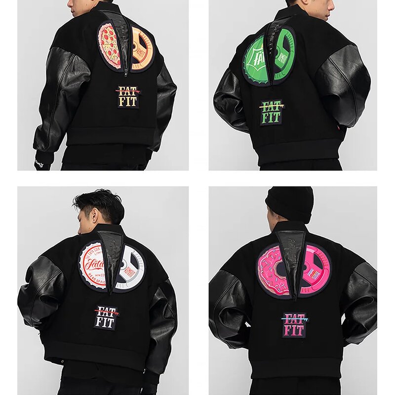 Men's Leather Jacket - OEM High Quality Embroidery Motorcycle Streetwear Coat