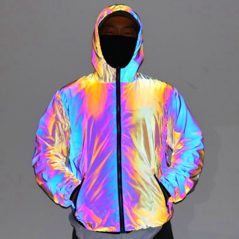 Men's Puffer Jacket - Winter Heated Reflective Printed Motorcycle Coat