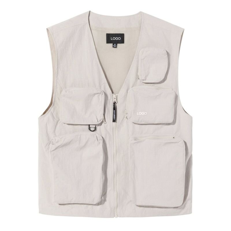 Men's Cargo Vest - OEM Custom 5 Pockets Nylon Mesh Lining Streetwear Vest