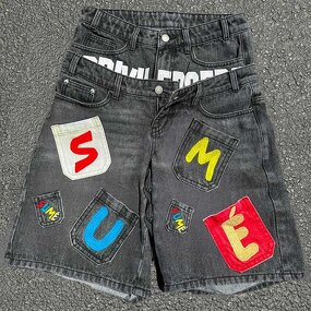 Men's Cargo Jorts - Summer Custom Acid Wash Double Waist Streetwear Shorts