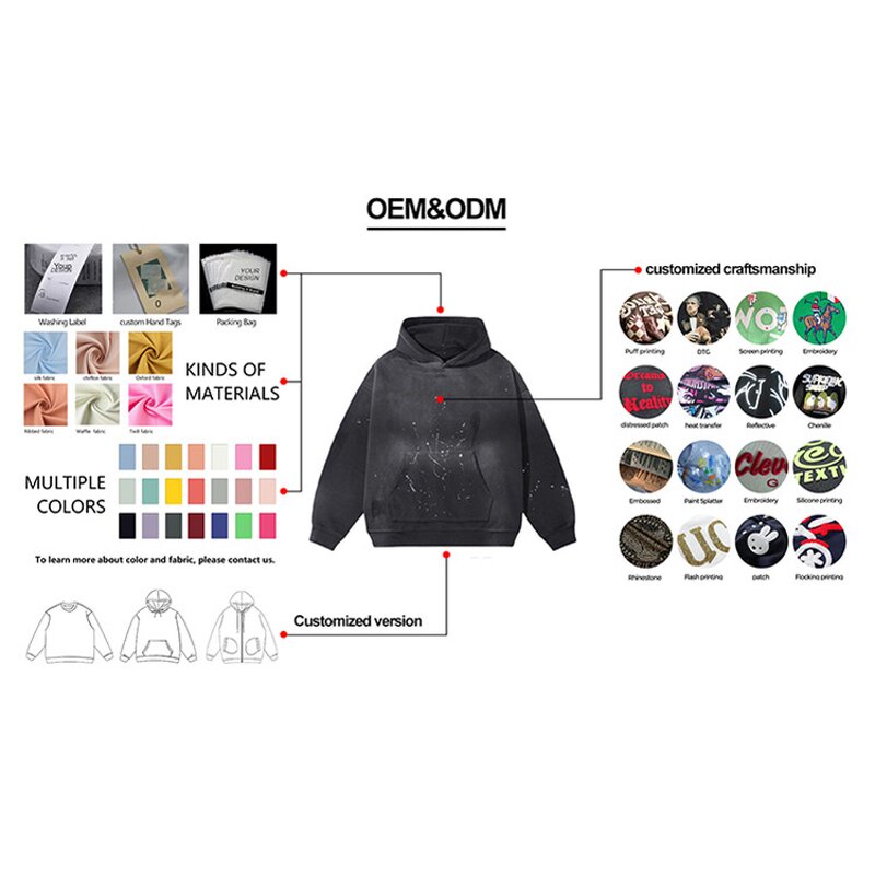 Unisex Pullover Hoodie - Luxury Y2K Graphic Patchwork Acid Wash Top