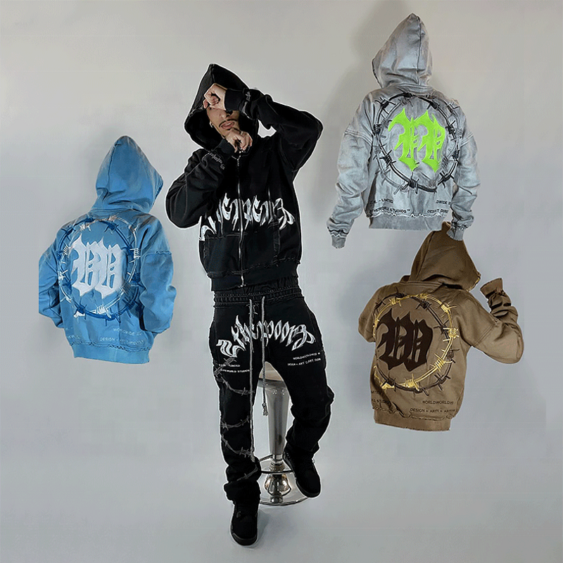 Men's Tracksuit Set - Luxury 400Gsm Organic Cotton Puff Print Sweat Suit