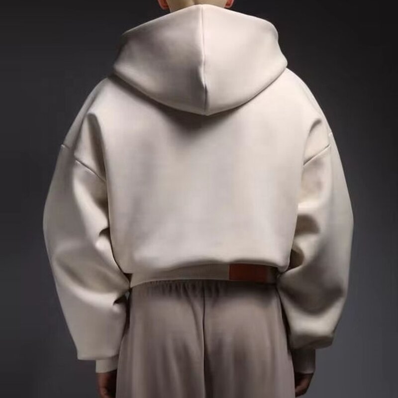 Men's Cropped Hoodie - 500Gsm Custom Puff Print Plus Size Cotton Top