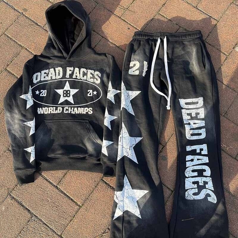 Unisex Pullover Hoodie - Custom Screen Print Acid Wash Winter Streetwear