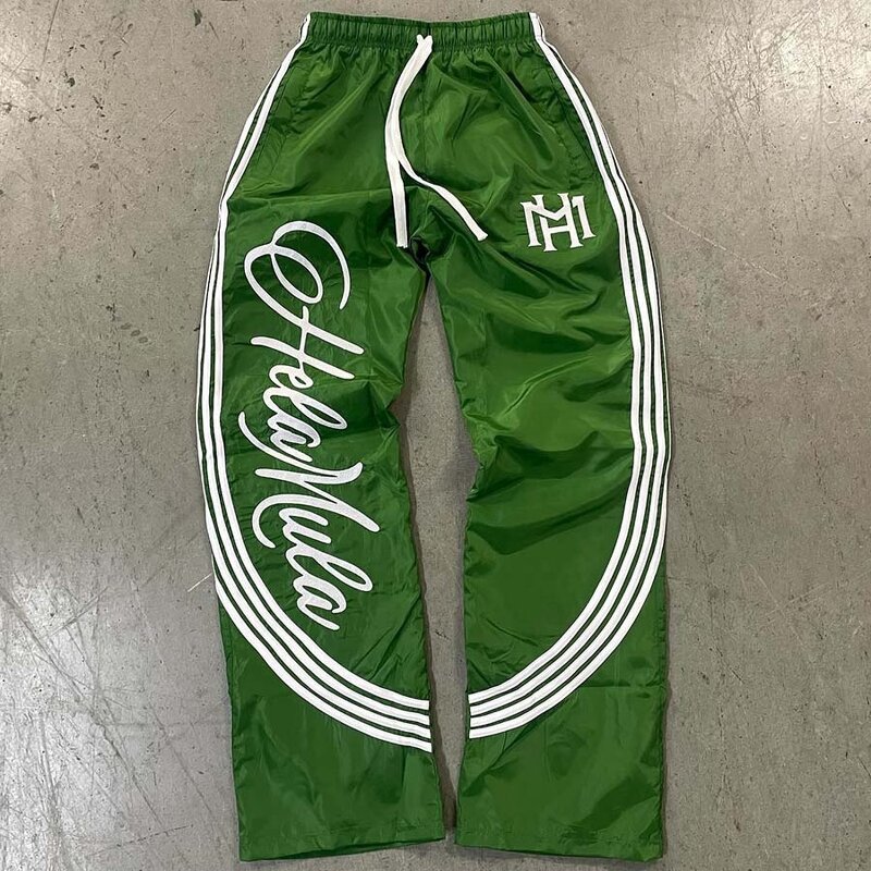 Men's Windbreaker Pants - Custom Loose Fit Vintage Nylon Stripe Pants