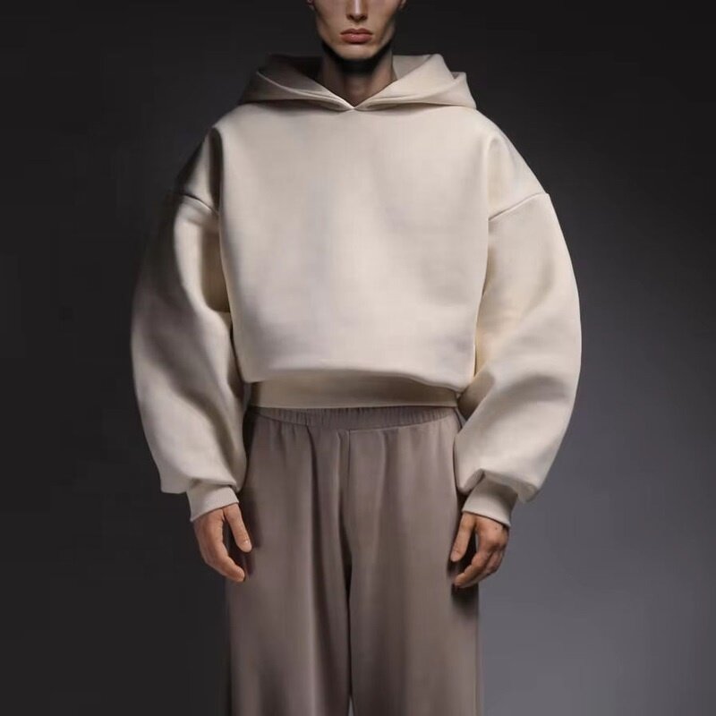 Men's Cropped Hoodie - 500Gsm Custom Puff Print Plus Size Cotton Top