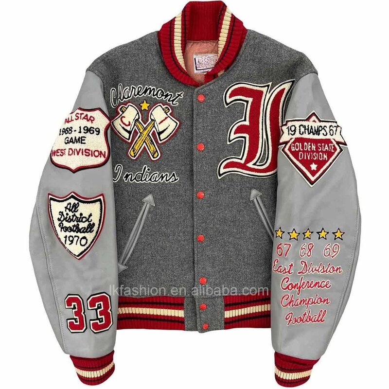 Men's Varsity Jacket - OEM Chenille Patch Leather Sleeve Letterman Coat