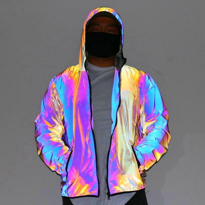 Men's Puffer Jacket - Winter Heated Reflective Printed Motorcycle Coat