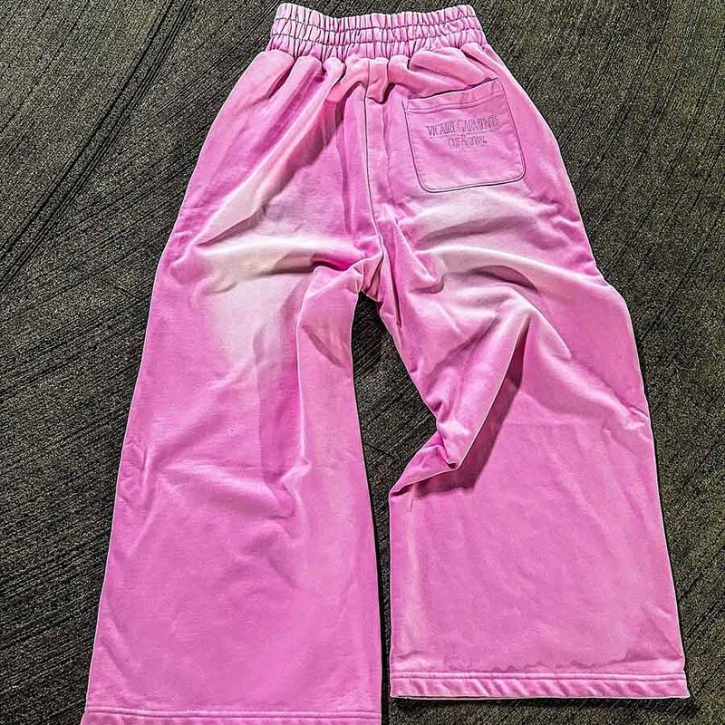 Men's Sweatpants - Wholesale Y2K Acid Washed French Terry Pink Pants