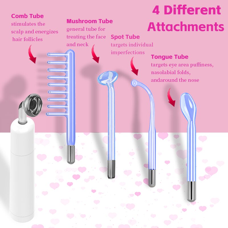 High Frequency Wand Manufacturer - 4 in 1 Pink Cordless for Skin Tightening & Double Chin Reduction