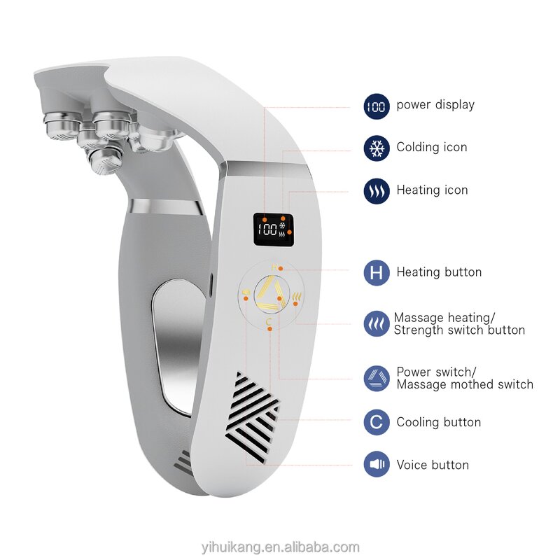 Wireless Neck Massager - Smart TENS Pulse Heat Cervical Vertebra Relax Tool