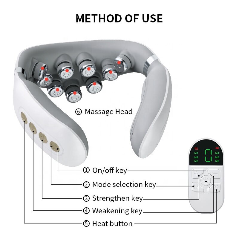Wireless Neck Massager - Portable Heating Electric Pulse Intelligent Device
