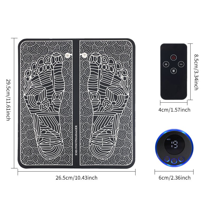 EMS Foot Massager Mat - Intelligent Tens Vibrator Leg Muscle Pain Relief