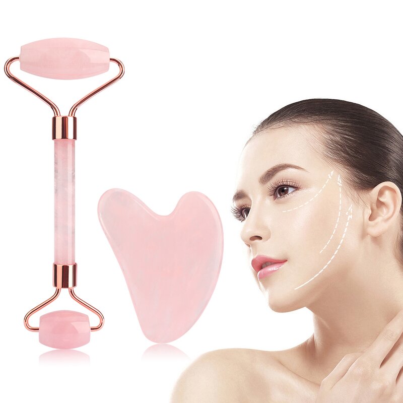 Jade Gua Sha Board - Rose Stone Face Lift Sliming Beauty Eye Neck Tool