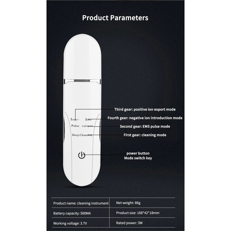 Ultrasonic Skin Scrubber - Customized Wholesale Blackhead Remover Tool