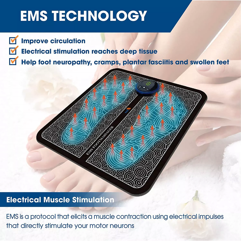 EMS Foot Massager Mat - Intelligent Tens Vibrator Leg Muscle Pain Relief