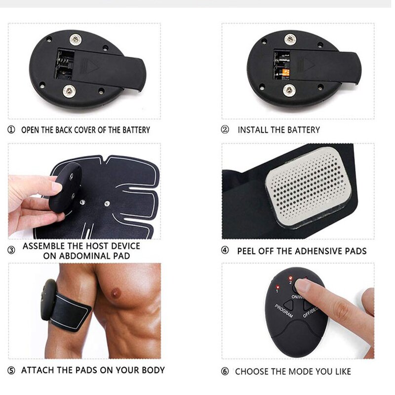 EMS Muscle Stimulator - Wireless Six Pads Abdominal Slimming Body Tool