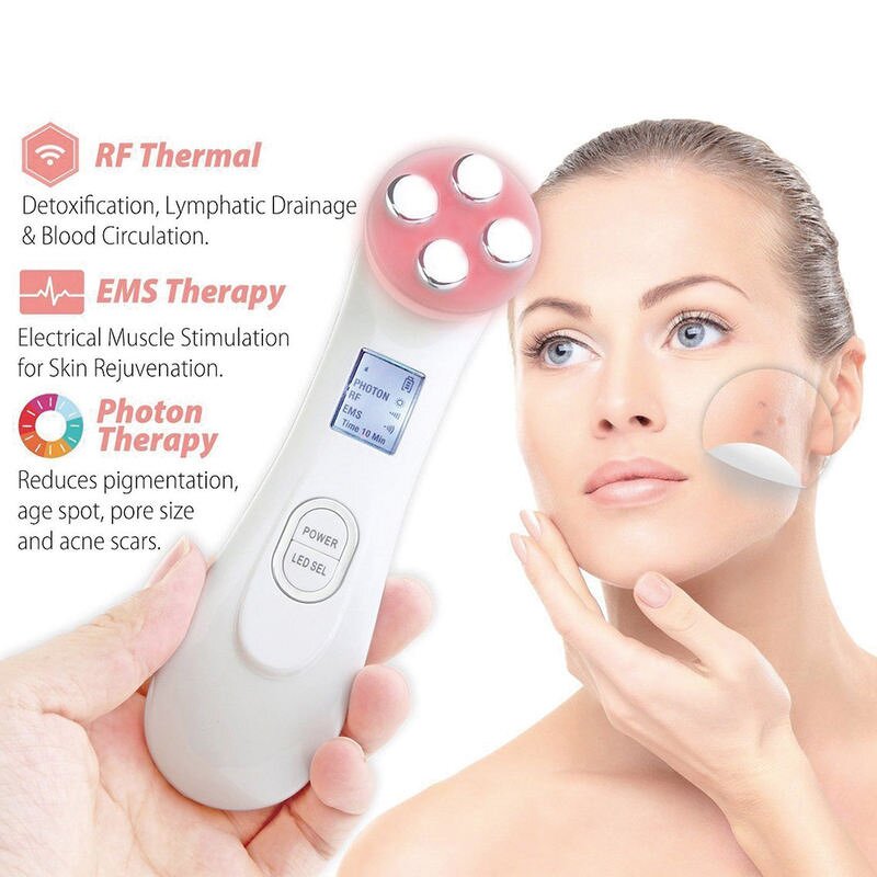 EMS RF Face Massager - Skin Rejuvenation Light Therapy Anti Aging Tool