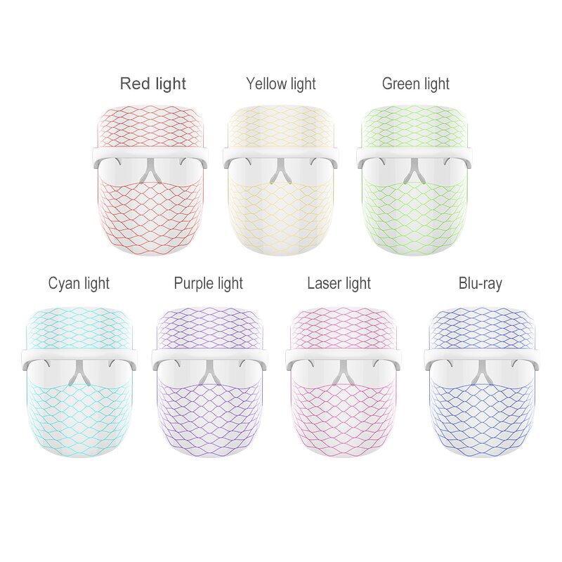 LED Face Mask - CE Certified Rechargeable 7 Colors Skin Care Tool