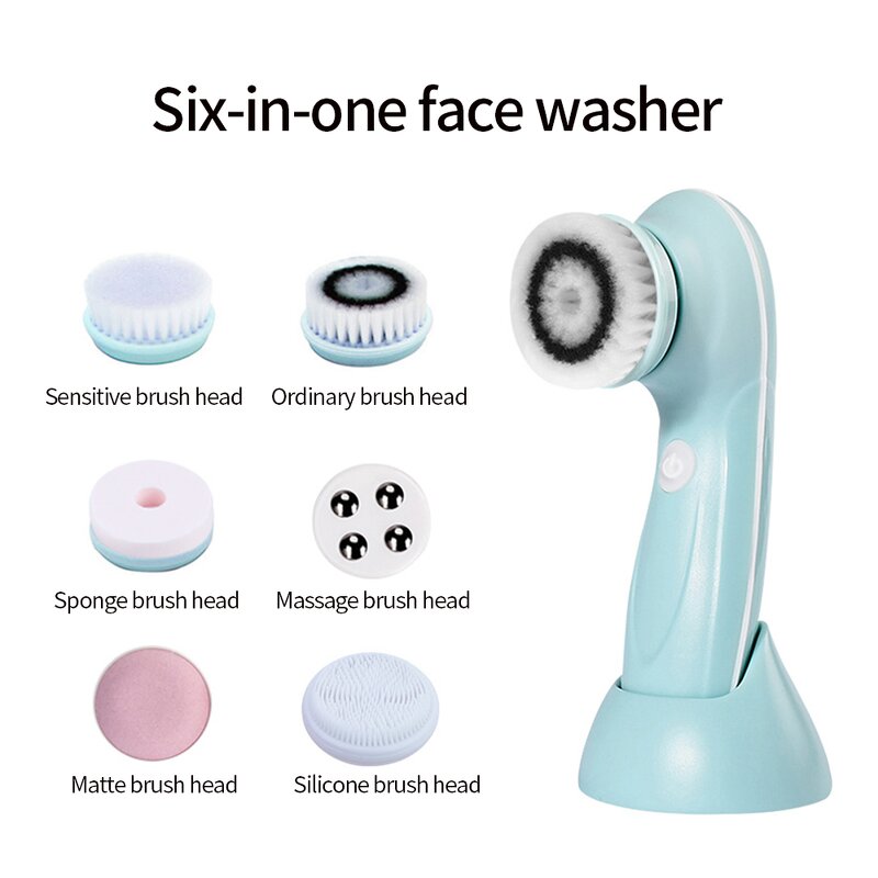 Facial Cleansing Brush - 6 in 1 Silicone Blackhead Remover Exfoliator