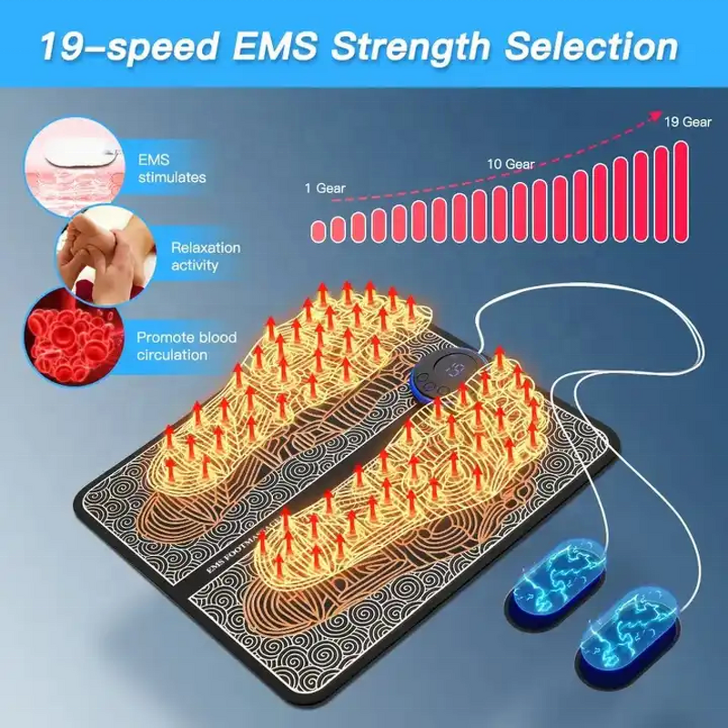 EMS Foot Massage Mat - Wireless Remote Control Muscle Stimulator Pad