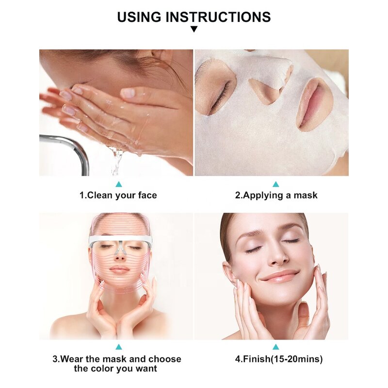 LED Phototherapy Mask - 3 Colors in 1 PDT Light Up Facial Therapy Tool