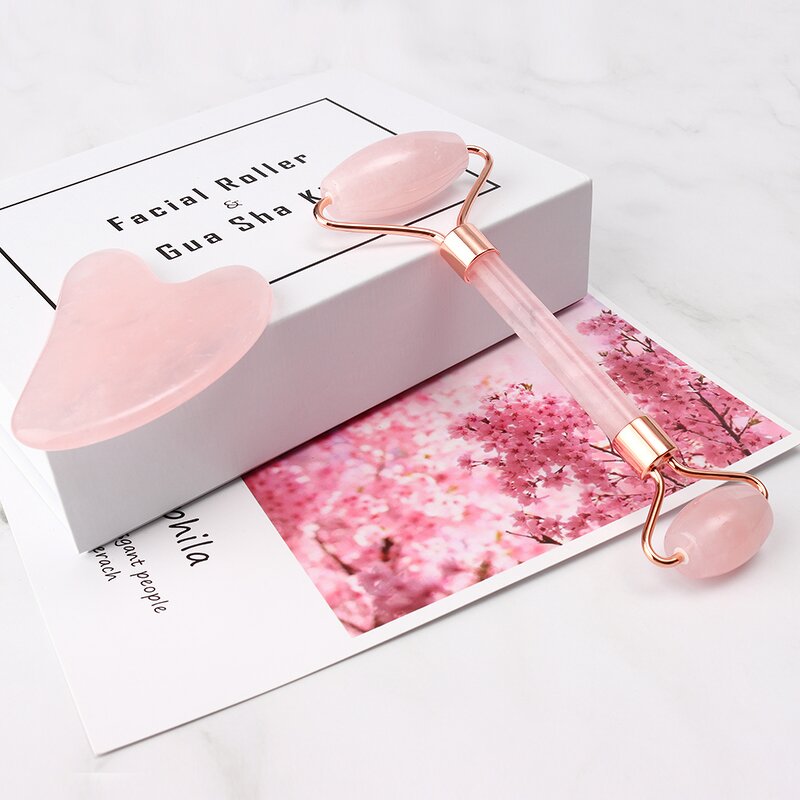 Jade Gua Sha Board - Rose Stone Face Lift Sliming Beauty Eye Neck Tool