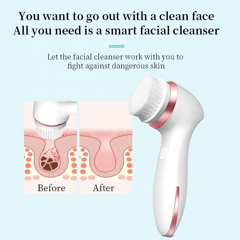 Facial Cleansing Brush - 3 in 1 IPX7 Waterproof Silicone Electric Tool