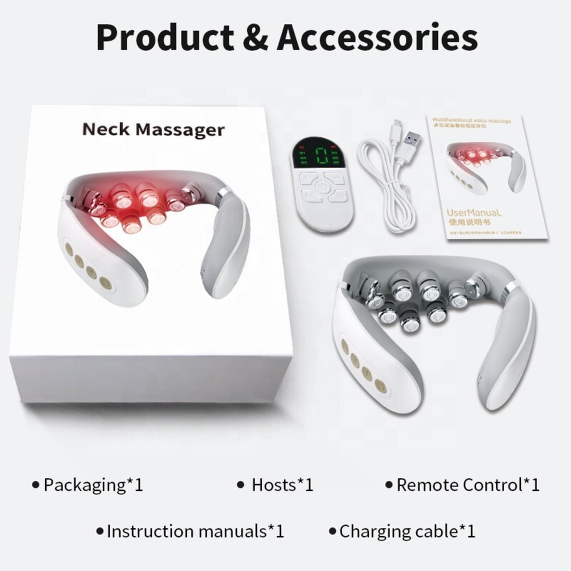Wireless Neck Massager - Portable Heating Electric Pulse Intelligent Device